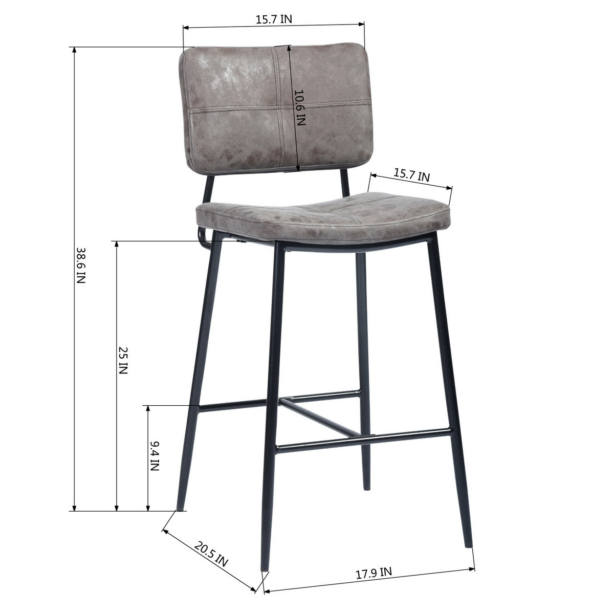 Independence Mid-Century Modern Faux Leather Barstools(Set of 2)-HOMY CASA