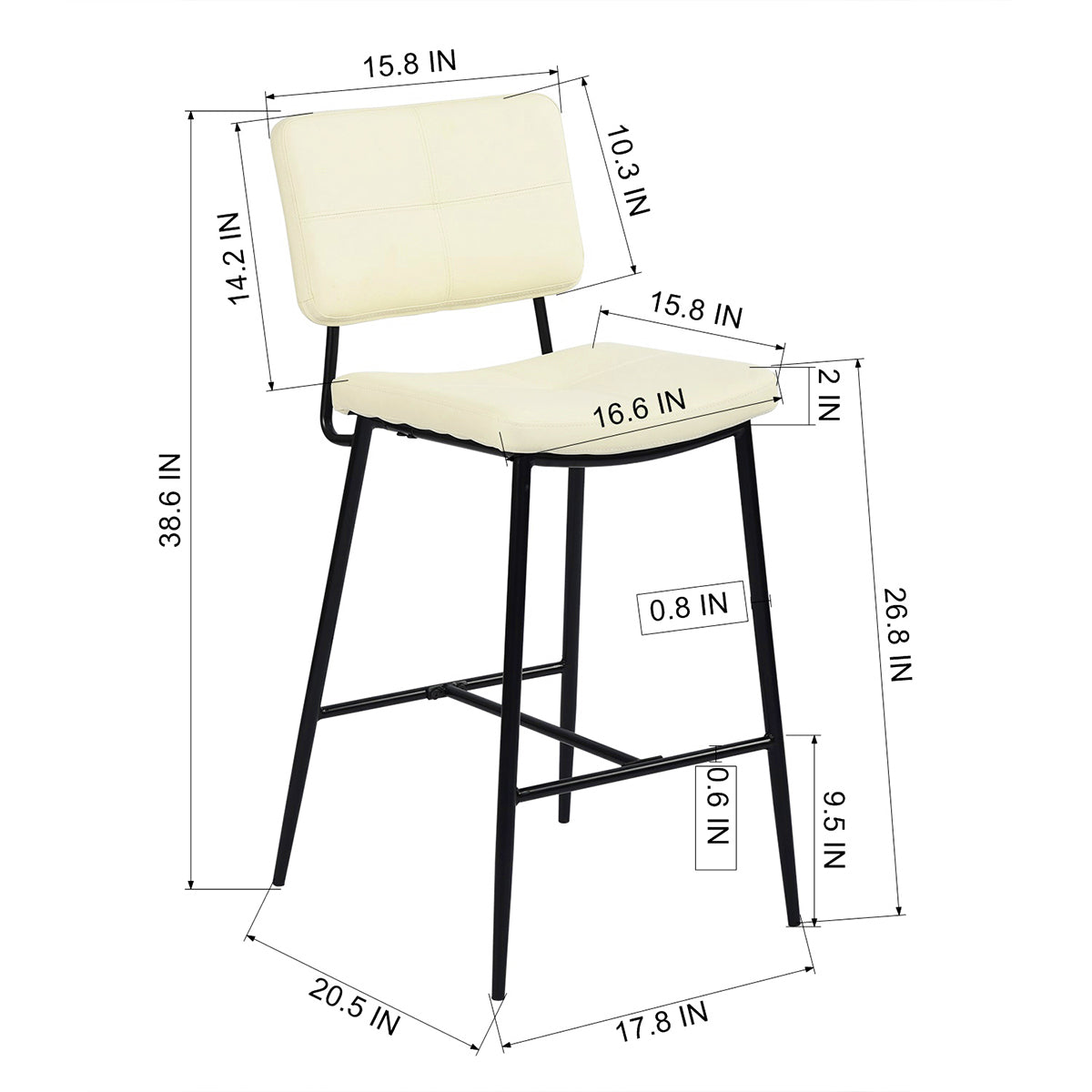 Independence Mid-Century Modern Faux Leather Barstools(Set of 2)-HOMY CASA