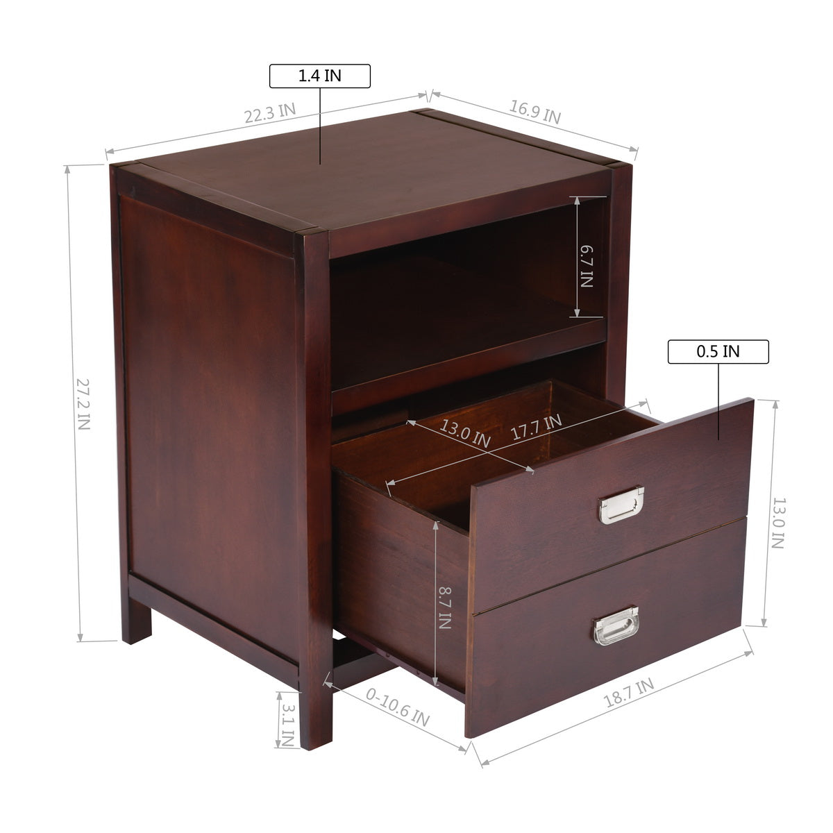 Modern Bedroom Nightstand Solid Wood Organizer Side End Table with 1-Drawer Storage Cabinet LORALIE - HomyCasa
