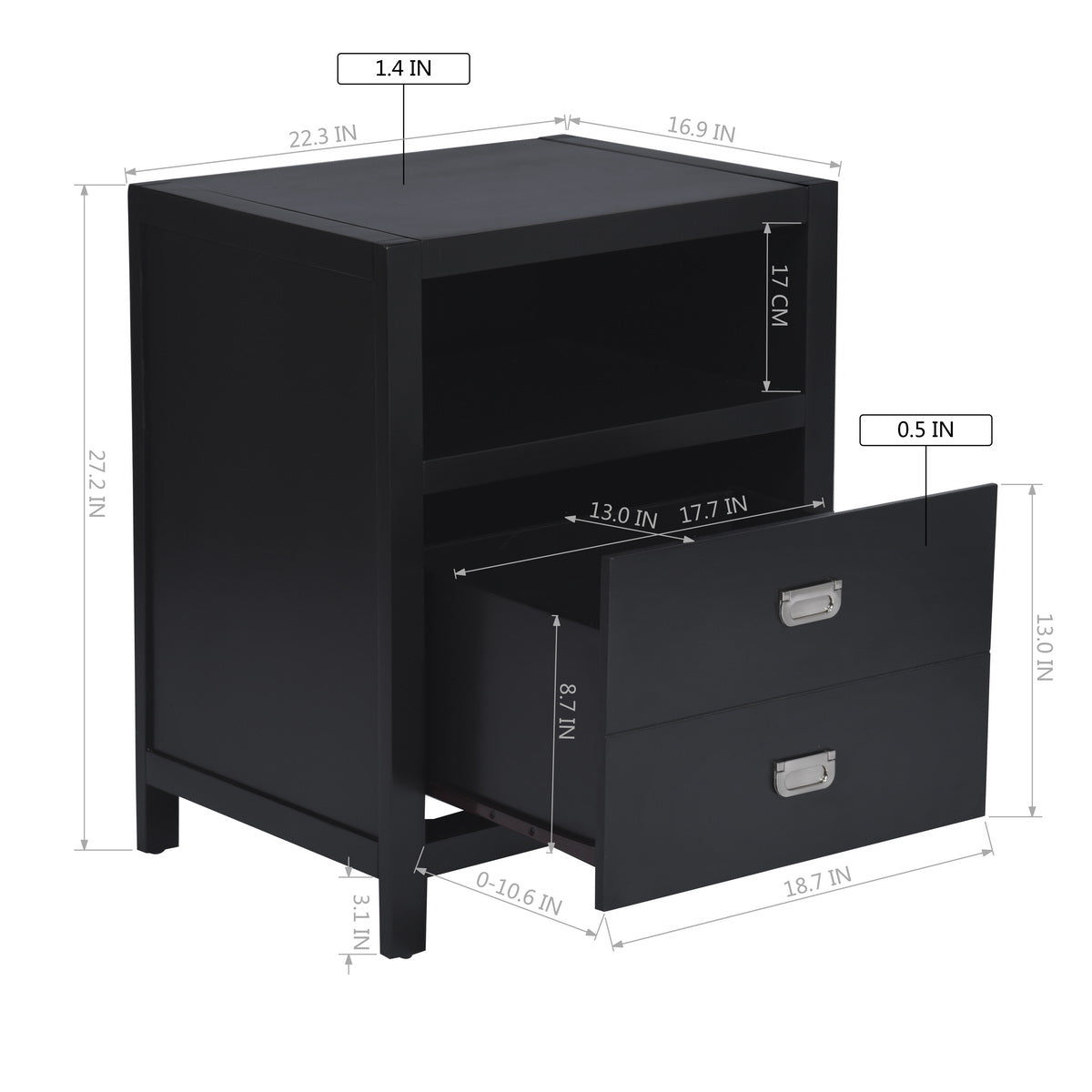 Modern Bedroom Nightstand Solid Wood Organizer Side End Table with 1-Drawer Storage Cabinet LORALIE - HomyCasa