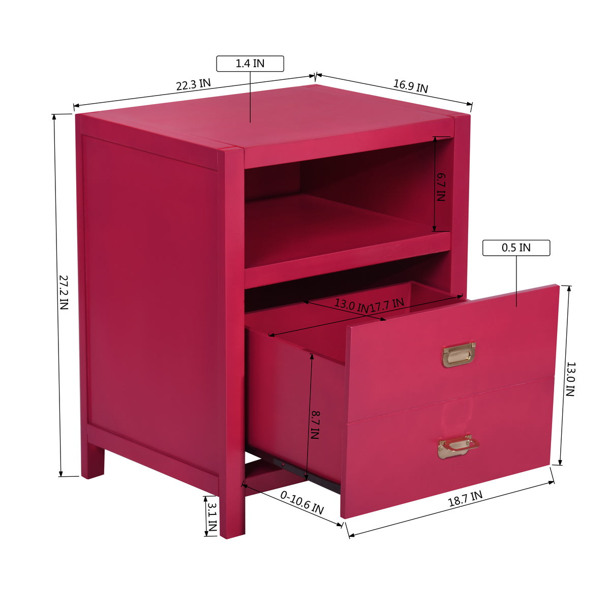 Modern Bedroom Nightstand Solid Wood Organizer Side End Table with 1-Drawer Storage Cabinet LORALIE - HomyCasa