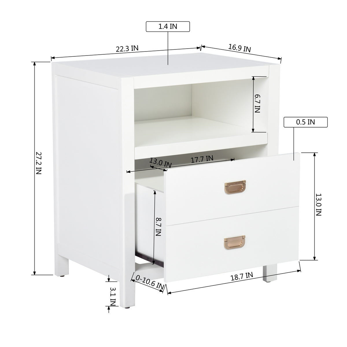 Modern Bedroom Nightstand Solid Wood Organizer Side End Table with 1-Drawer Storage Cabinet LORALIE - HomyCasa