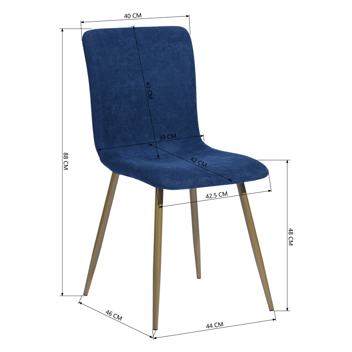 Scargill blue dining chair showing upholstery fabric detail