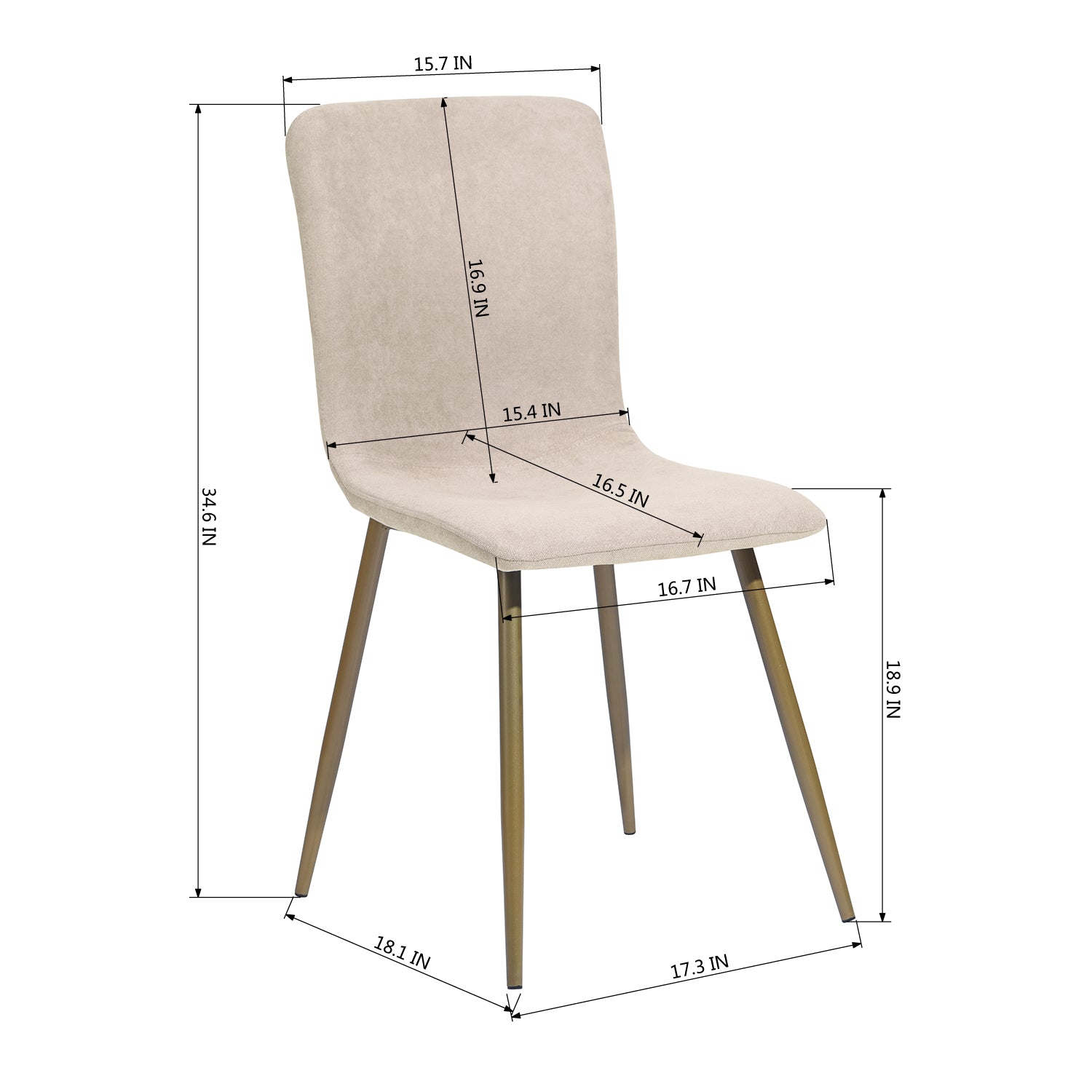 Scargill Modren Dining Chairs Set of 4,with Fabric Seat & Back with Golden Legs for Dining Room-HOMY CASA